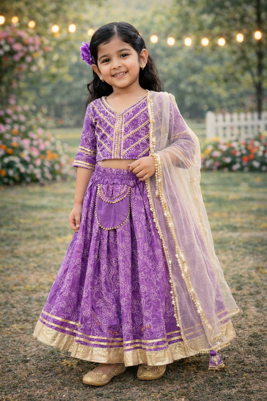Bandhej Print Lavender Colour lehenga Choli