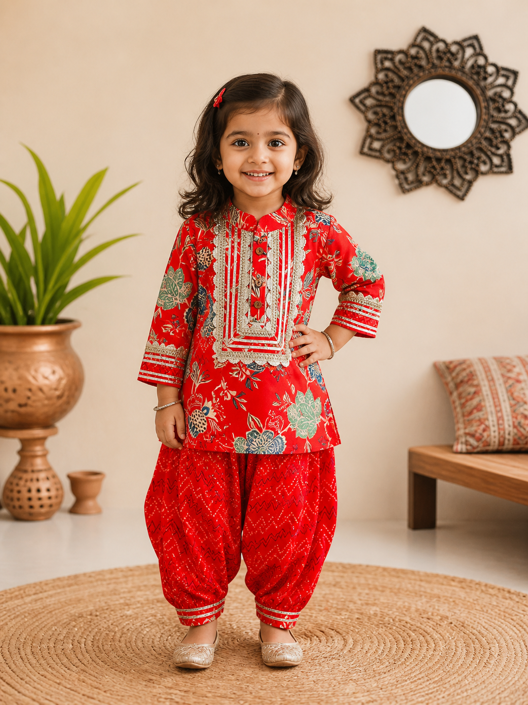Red Coloured Afghani Style Suit Set