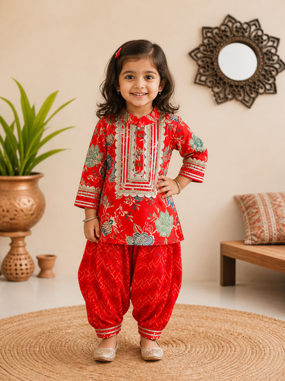 Red Coloured Afghani Style Suit Set