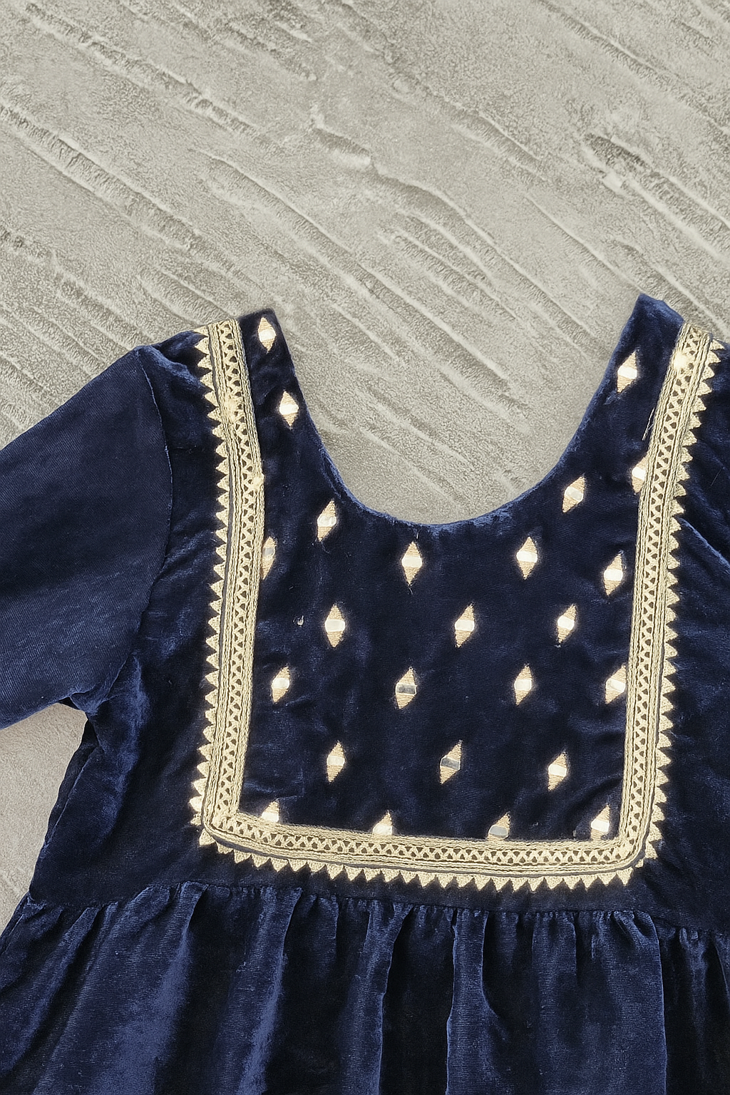 Mirror-Embroidery Velvet  Kurti With Sharara