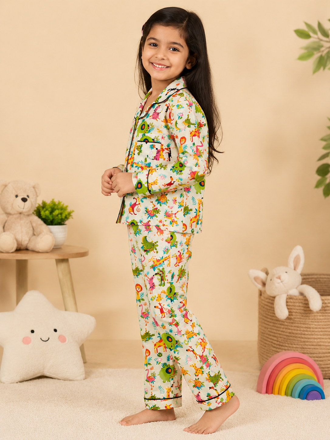 Animals print Multicolor Night Suit