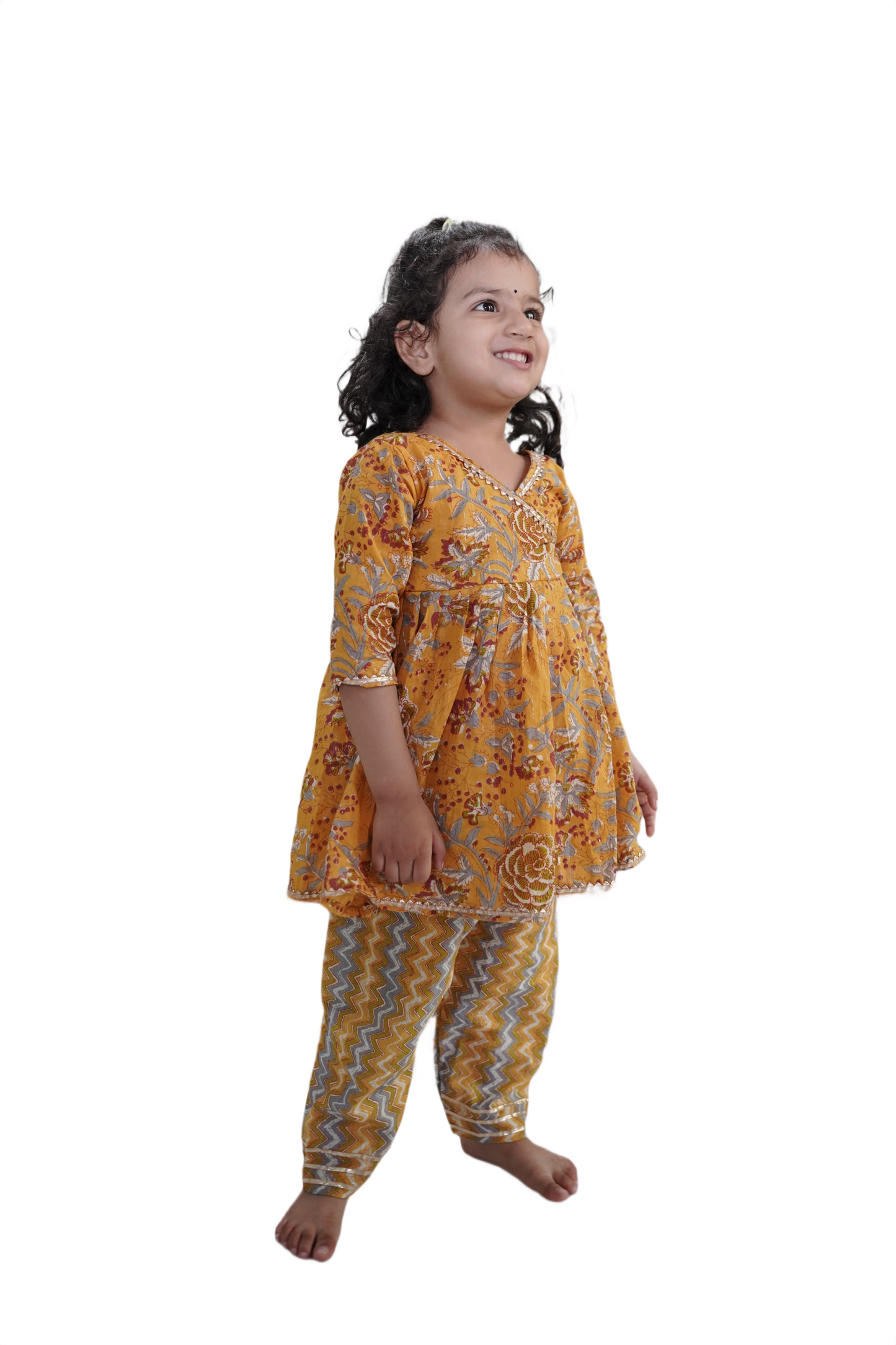 Heena Green Colour Floral Printed Girls Flare Suit Set