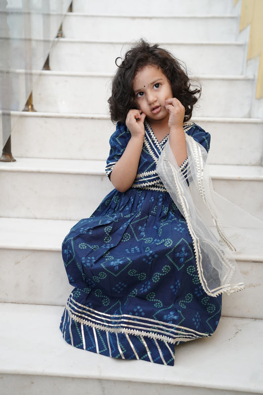 Bandhej Print Blue Coloured Lehnga Choli