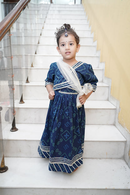 Bandhej Print Blue Coloured Lehnga Choli