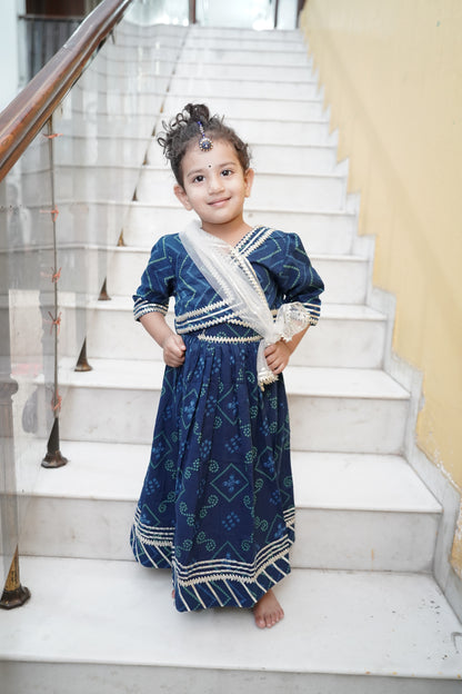 Bandhej Print Blue Coloured Lehnga Choli