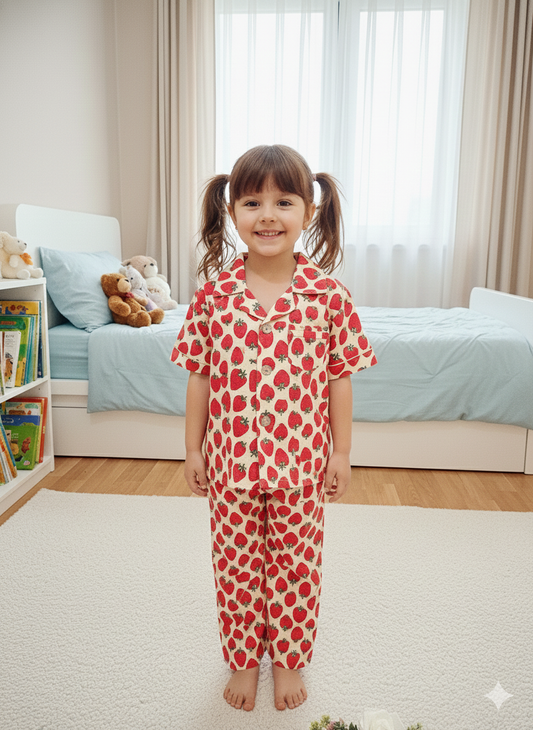Strawberry Print Red color Night suit