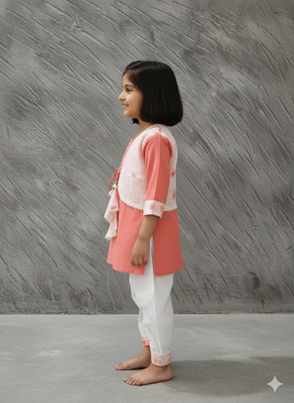 Tie and Die Peach Coloured Afghani Style Suit Set