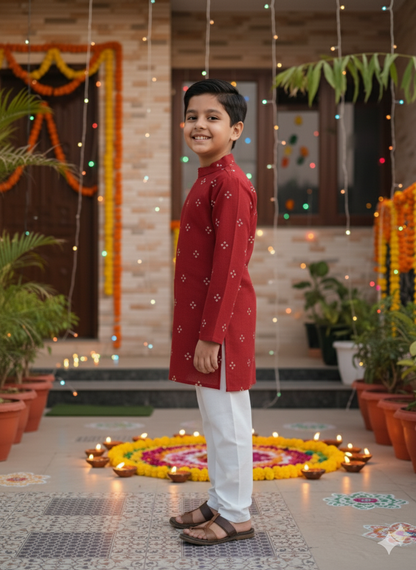 Red Bandhej Kurta -Pyjama set