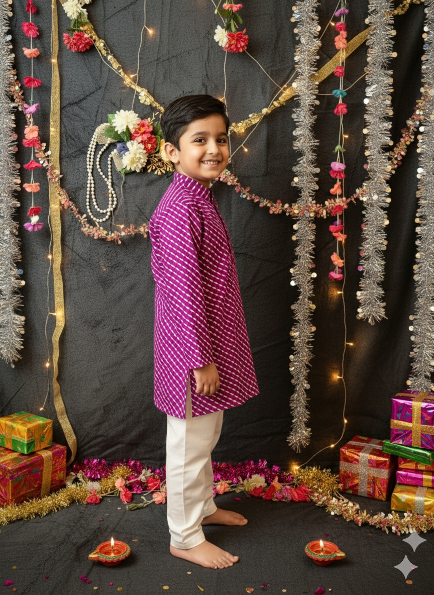 Purple Tie-dye Kurta -Pyjama