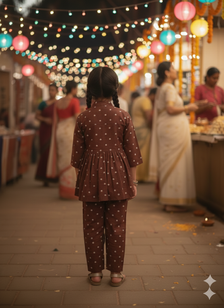 Gathered polka dot printed top with front button opening
