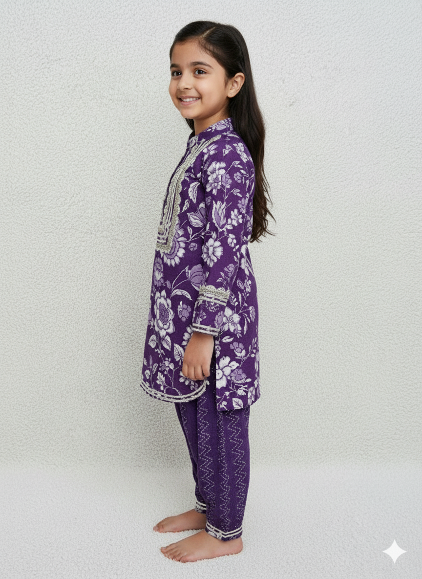 Purple Coloured Afghani Style Suit Set