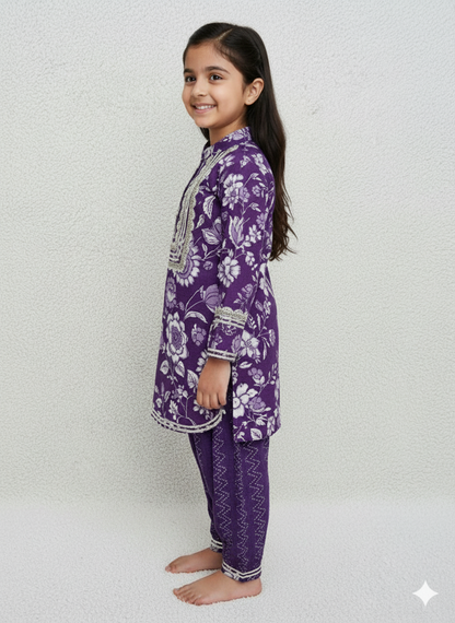 Purple Coloured Afghani Style Suit Set