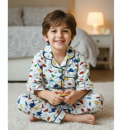 Multicolor Dinosour Printed Night Suit