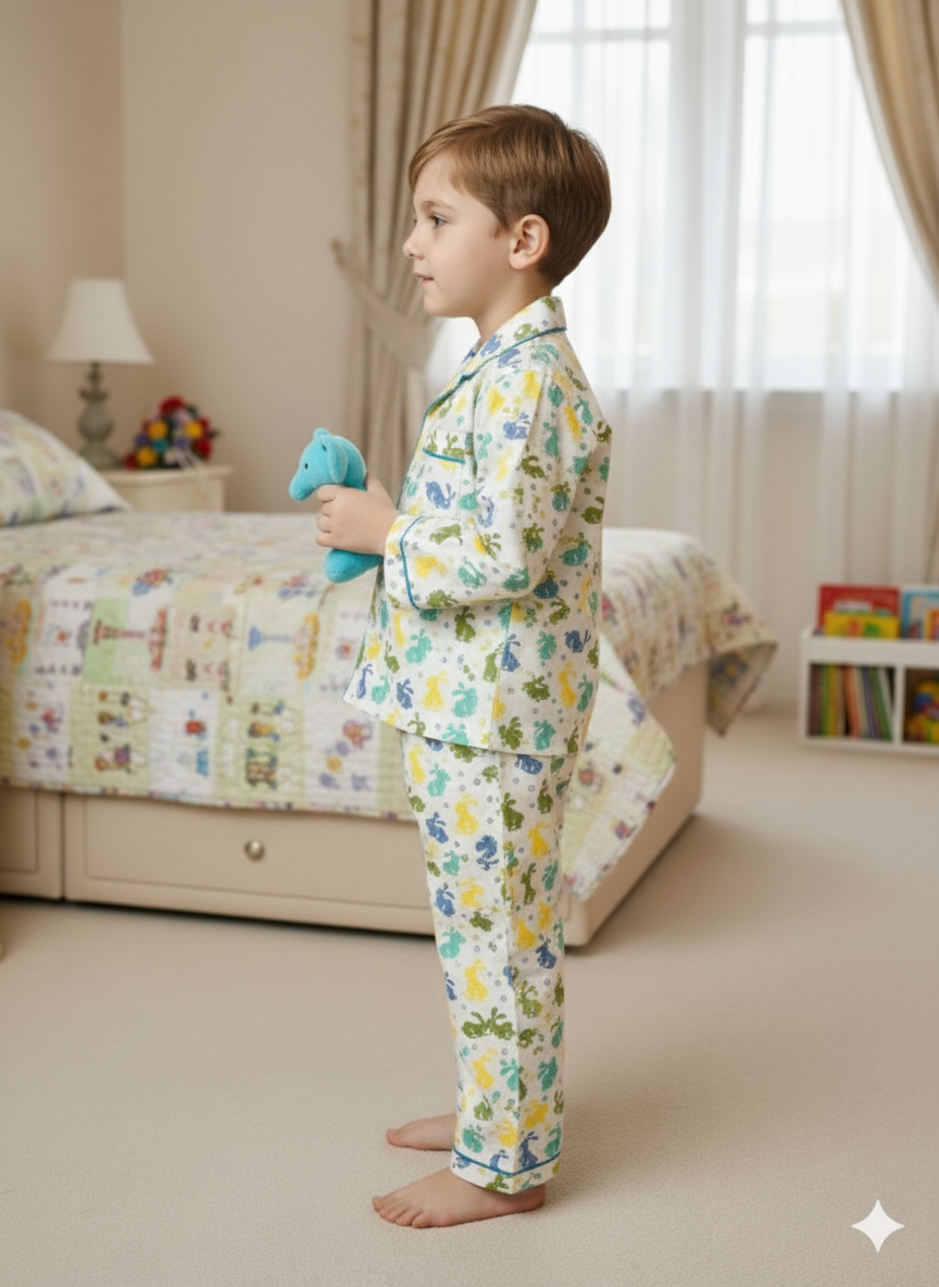 Rabbit Print Blue Colour Night Suit