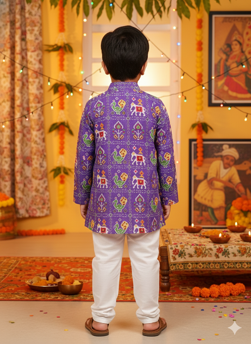Lavender Patola printed Kurta -Pyjama