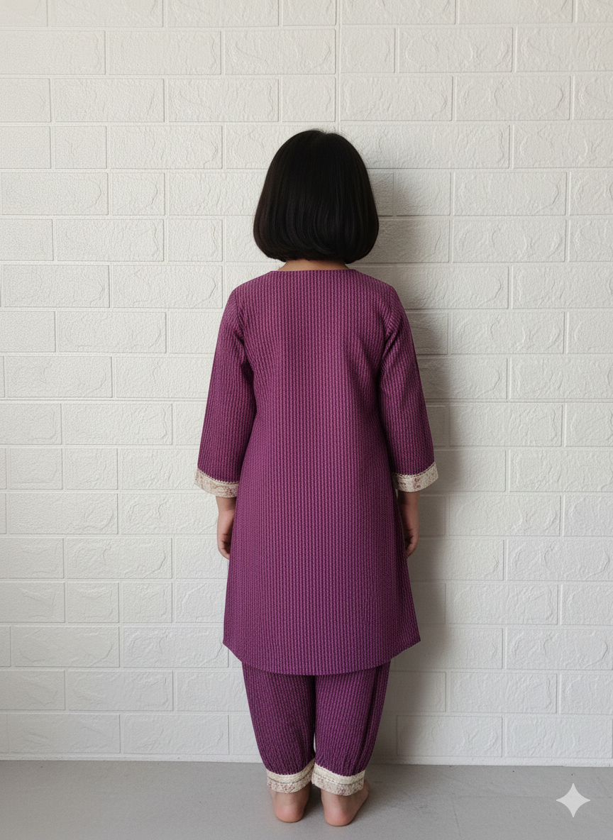 Purple Coloured Afghani Style Suit Set