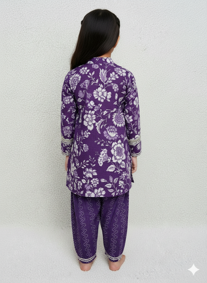 Purple Coloured Afghani Style Suit Set