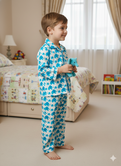 Elephant Print Blue Color Night suit