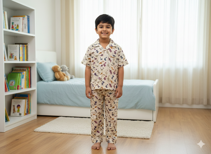 Multicolor Dinosour Printed Night Suit