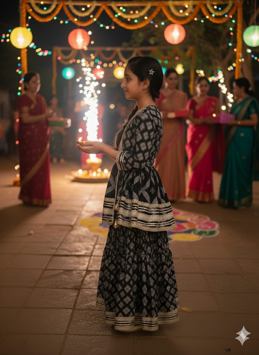 Jaal Butta Print Dark Blue Coloured Anarkali Suit with Sharara