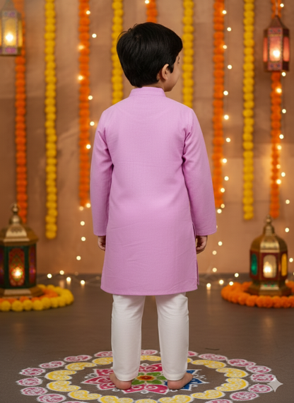 Lavender Lotus embroided Kurta -Pyjama