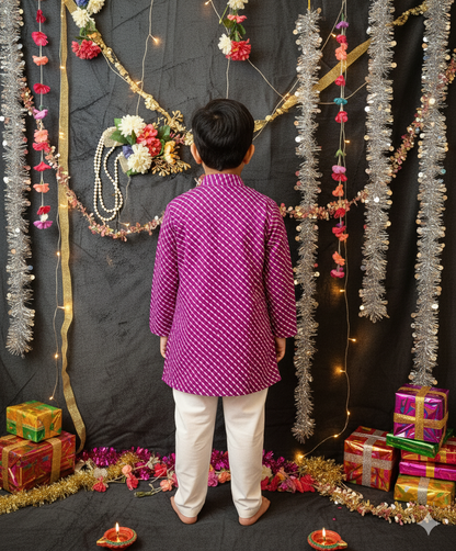 Purple Tie-dye Kurta -Pyjama