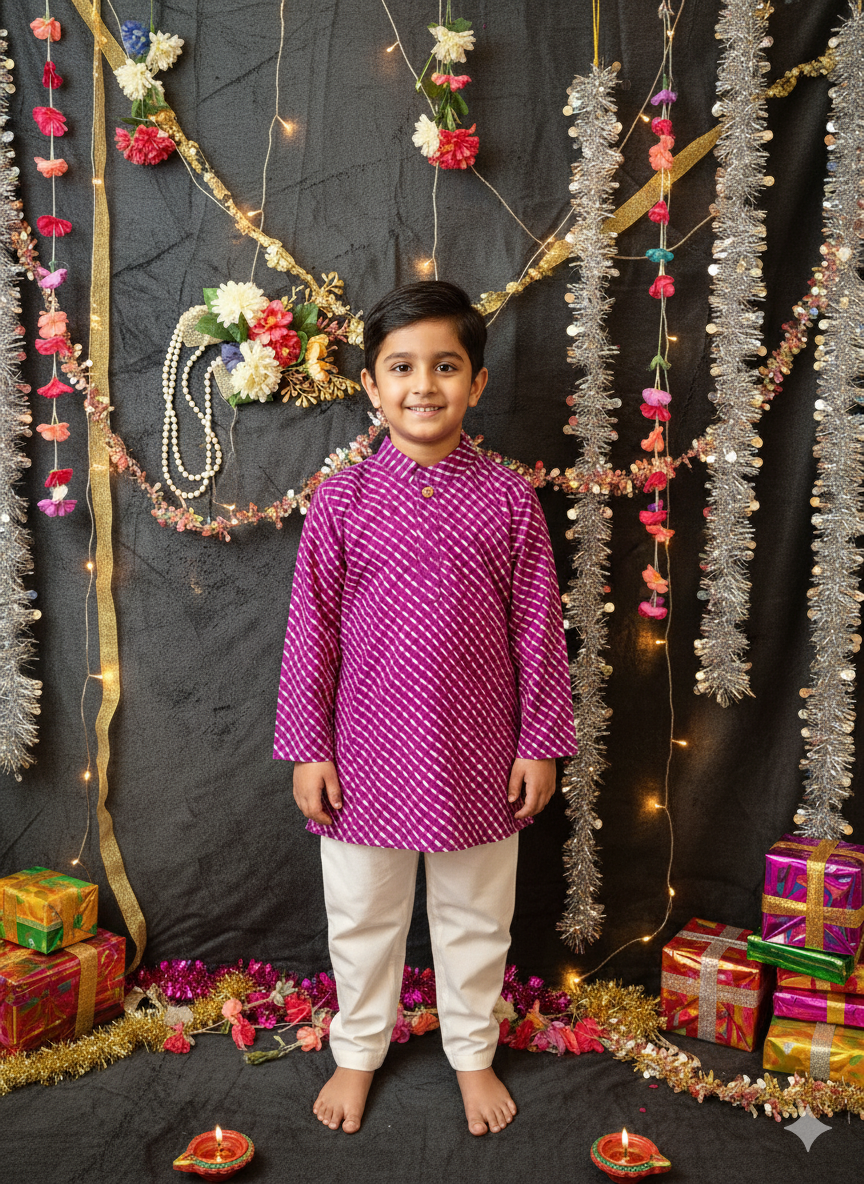 Purple Tie-dye Kurta -Pyjama