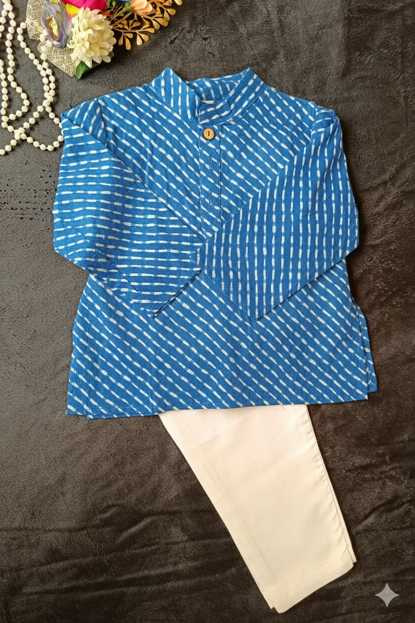 Blue Tie-Dye Kurta -Pyjama Set