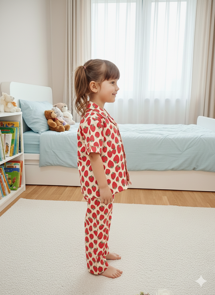 Strawberry Print Red color Night suit