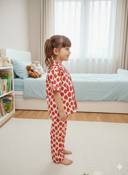 Strawberry Print Red color Night suit