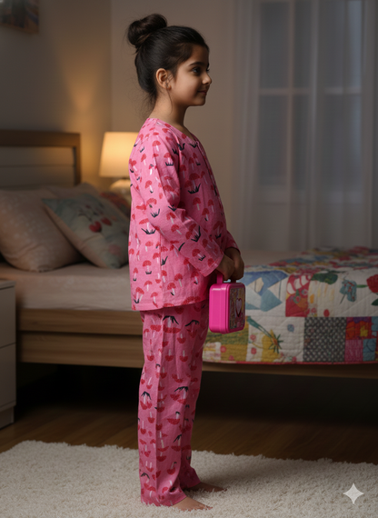 Mushroom Print Pink Color Night suit