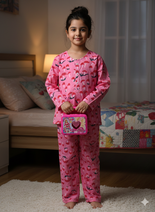 Mushroom Print Pink Color Night suit