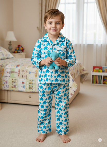 Elephant Print Blue Color Night suit