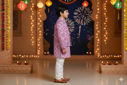 Lavender Fool -Patti print Jacket with Kurta -Pyjama