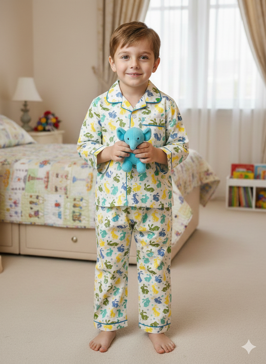 Rabbit Print Blue Colour Night Suit