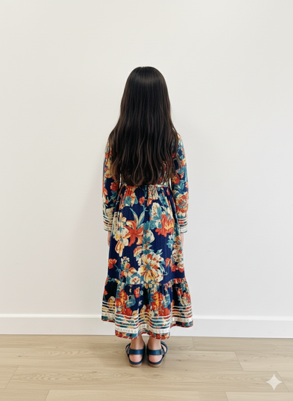 Floral Printed Cotton Gown For girls