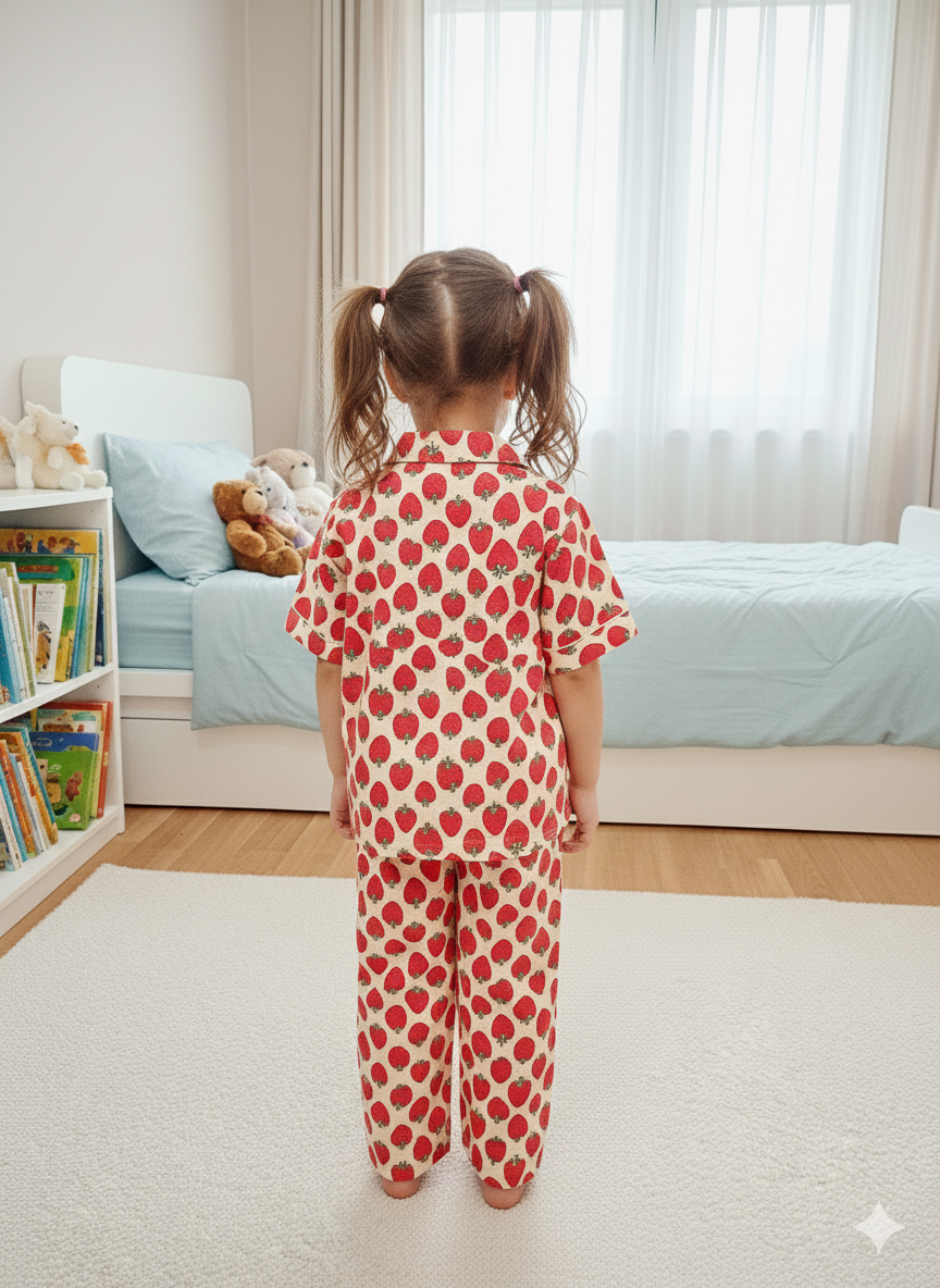 Strawberry Print Red color Night suit