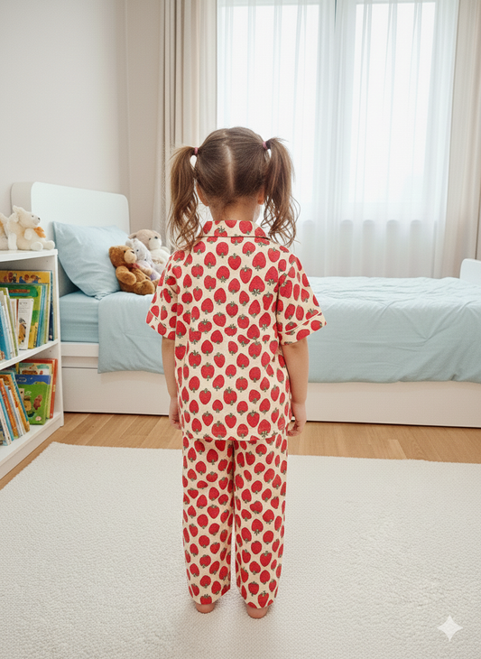 Strawberry Print Red color Night suit