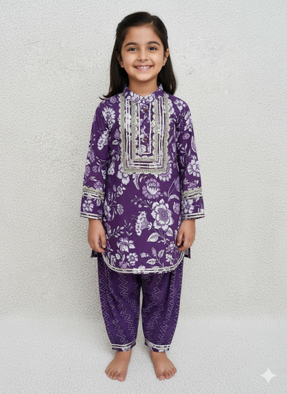 Purple Coloured Afghani Style Suit Set