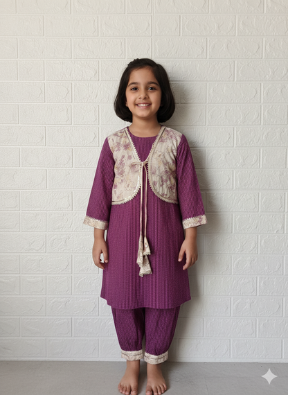 Purple Coloured Afghani Style Suit Set