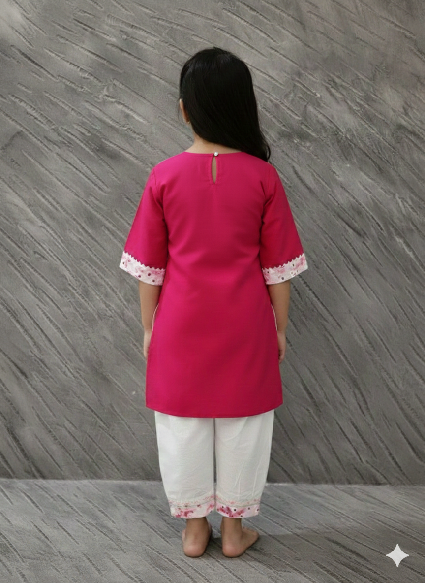 Tie and Die Rani Pink Coloured Afghani Style Suit Set