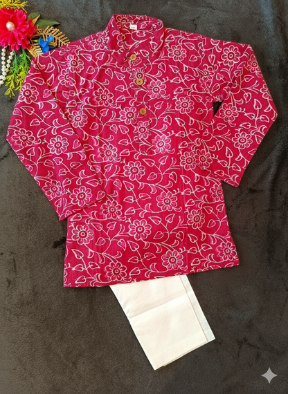 Indigo blue discharge printed Kurta -Pyjama