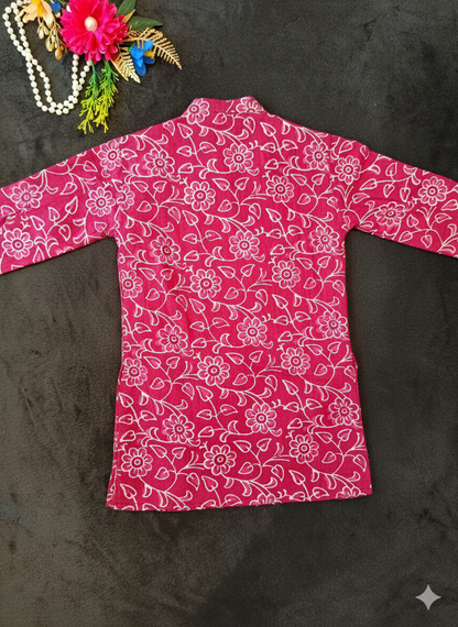 Indigo blue discharge printed Kurta -Pyjama