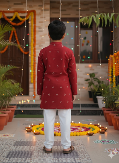 Red Bandhej Kurta -Pyjama set