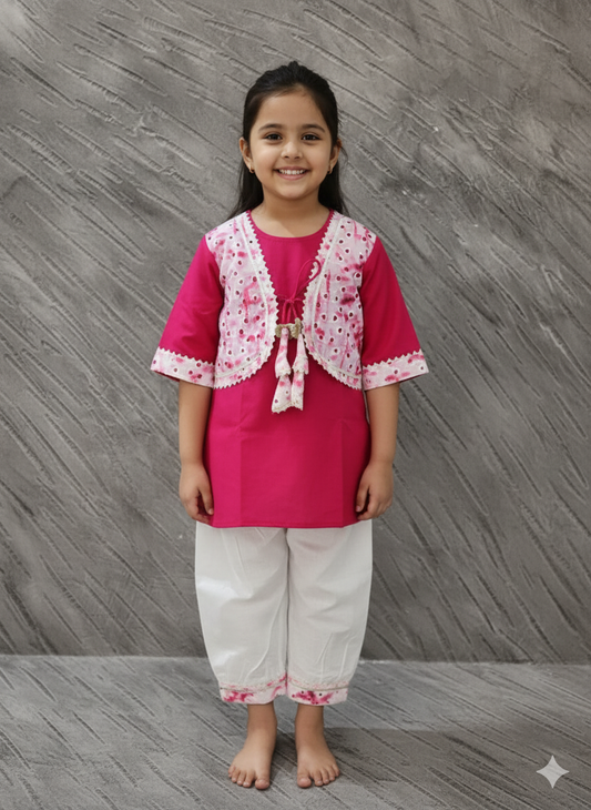 Tie and Die Rani Pink Coloured Afghani Style Suit Set