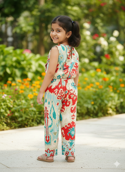 Digital Print Blue & Red Colour Girls Co-Ords