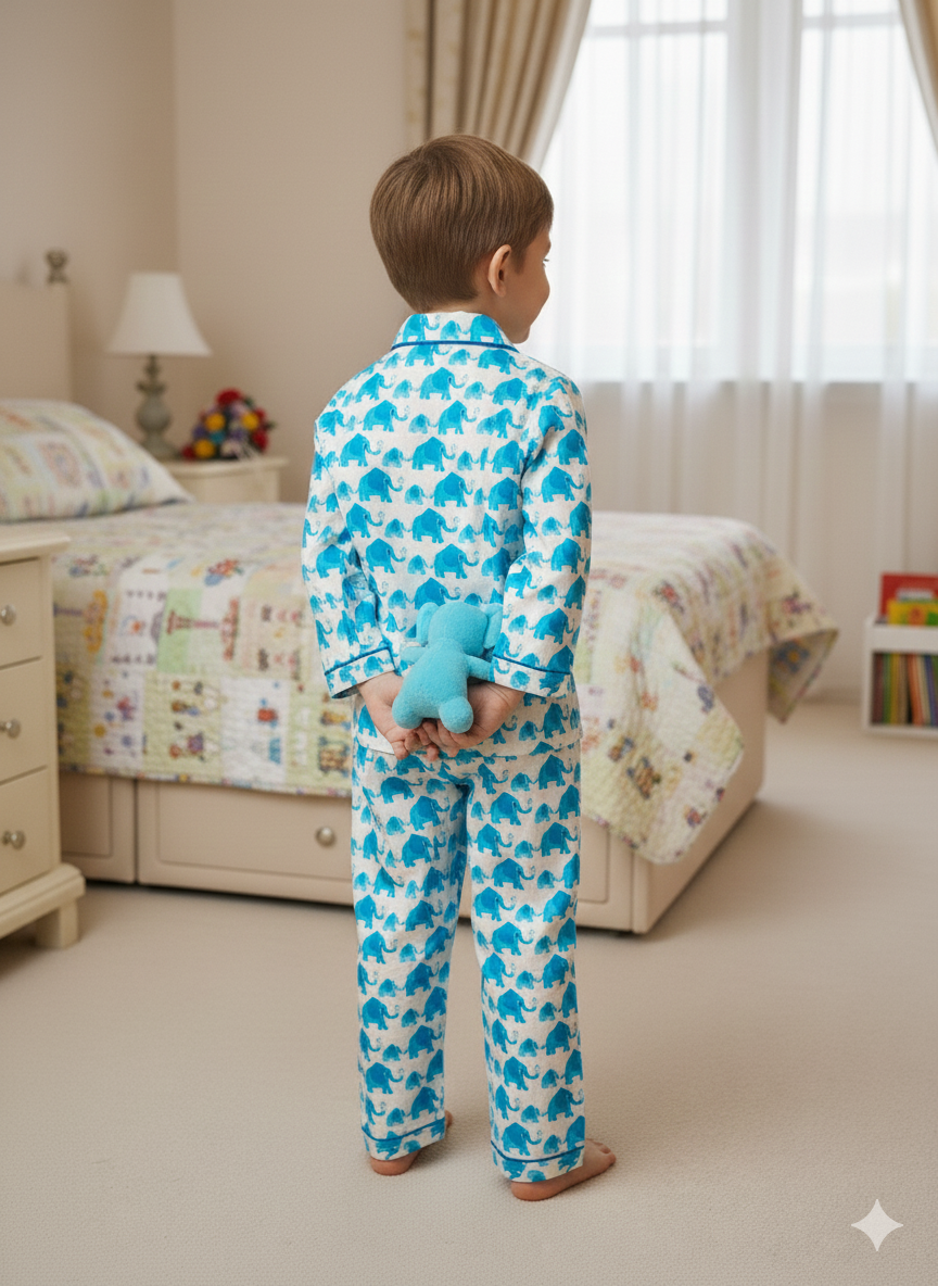 Elephant Print Blue Color Night suit