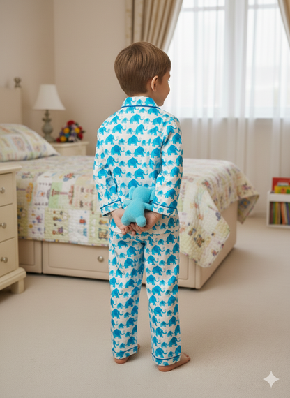 Elephant Print Blue Color Night suit