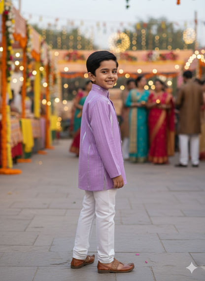 Lavender Lurex Kurta -Pyjama set