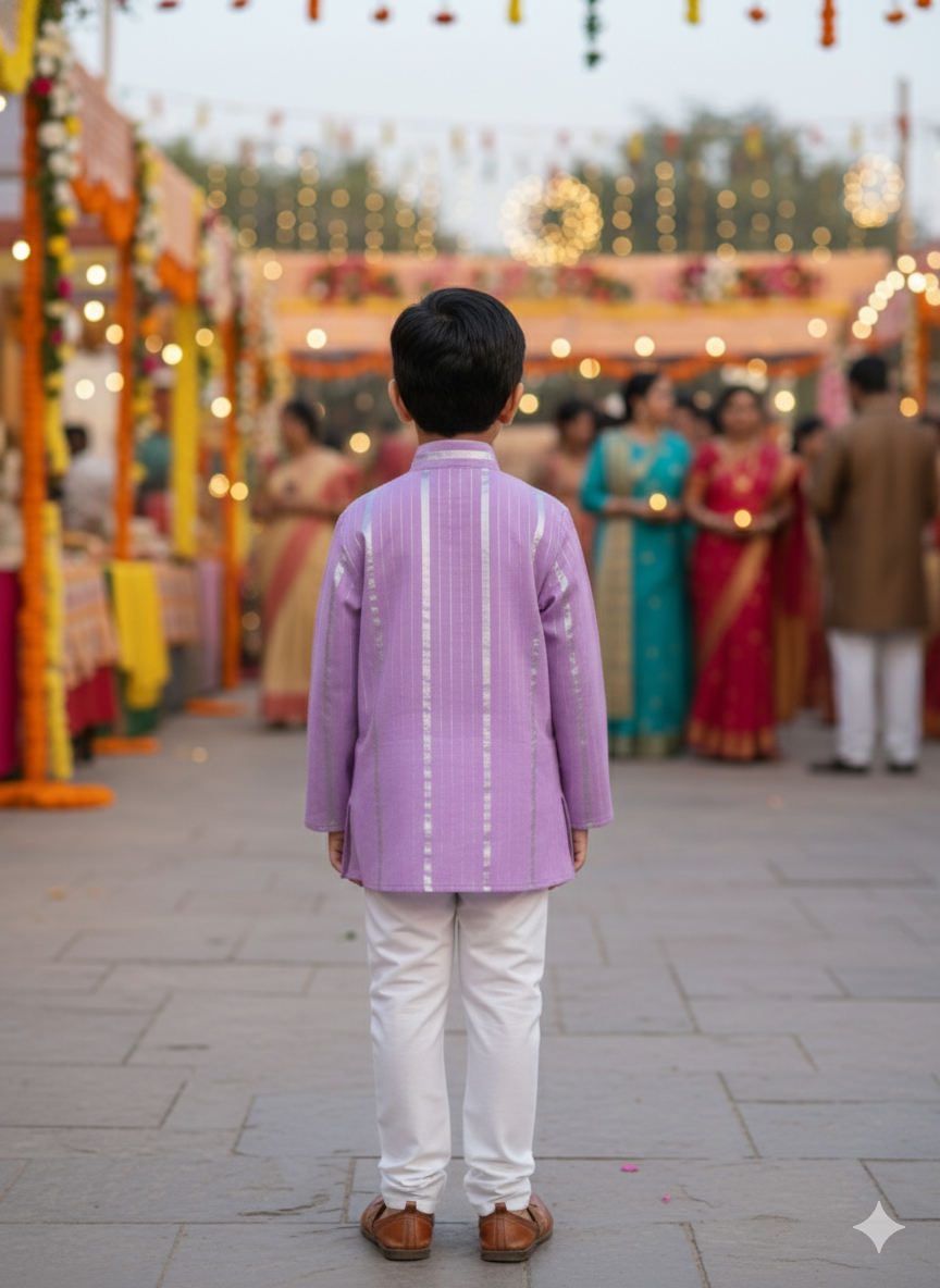 Lavender Lurex Kurta -Pyjama set